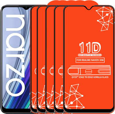 Qyist Edge To Edge Tempered Glass for Realme Narzo 30A(Pack of 5)