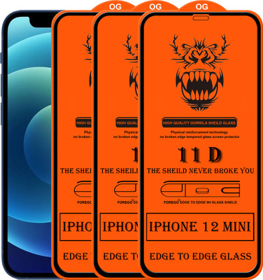 Forego Edge To Edge Tempered Glass for Apple iPhone 12 Mini(Pack of 3)