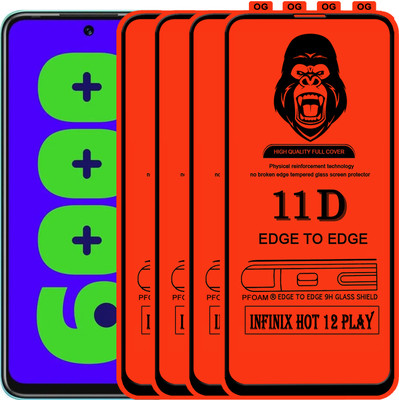 Laxdom Edge To Edge Tempered Glass for INFINIX HOT 12 PLAY(Pack of 4)