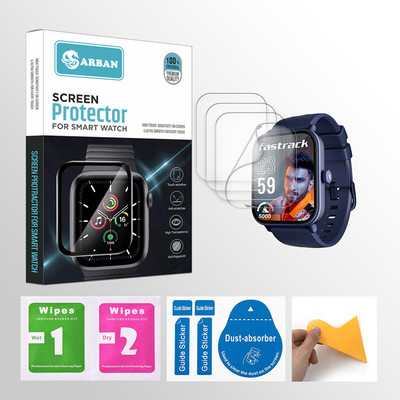 ARBAN Edge To Edge Tempered Glass for Fastrack Limitless Glide 1.78 inch Smartwatch 4 PROTECTOR + 4 WIPES + 4 DUST REMOVAL STICKER + 1 WIPER(Pack of 4)