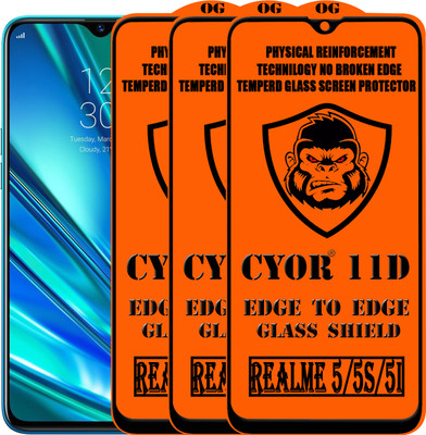CYOR Edge To Edge Tempered Glass for REALME 5S(Pack of 3)