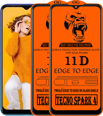 TWIGLO Edge To Edge Tempered Glass for TECNO SPARK 4(Pack of 3)