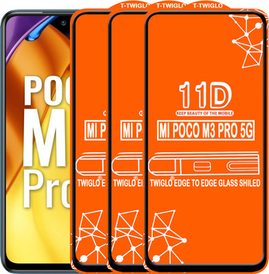 TWIGLO Edge To Edge Tempered Glass for REDMI POCO M3 PRO 5G(Pack of 3)