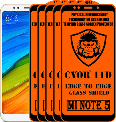 CYOR Edge To Edge Tempered Glass for Mi Redmi Note 5(Pack of 5)