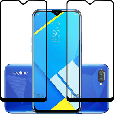 NIMMIKA ENTERPRISES Edge To Edge Tempered Glass for Realme C2 D+ Tempered Glass(Pack of 2)
