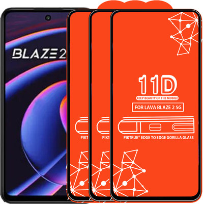 PikTrue Edge To Edge Tempered Glass for LAVA BLAZE 2 5G(Pack of 3)