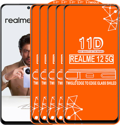 TWIGLO Edge To Edge Tempered Glass for REALME 12 5G(Pack of 5)