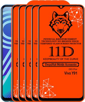 CRodible Edge To Edge Tempered Glass for vivo Y91(Pack of 5)