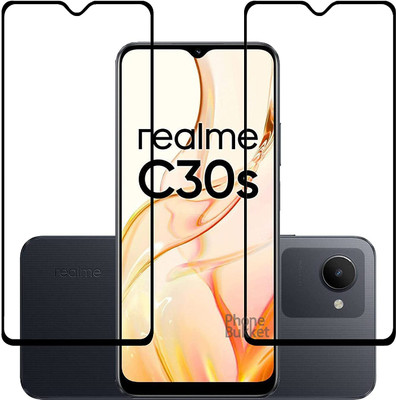 NIMMIKA ENTERPRISES Edge To Edge Tempered Glass for Realme C30s Tempered Glass 11D(Pack of 2)