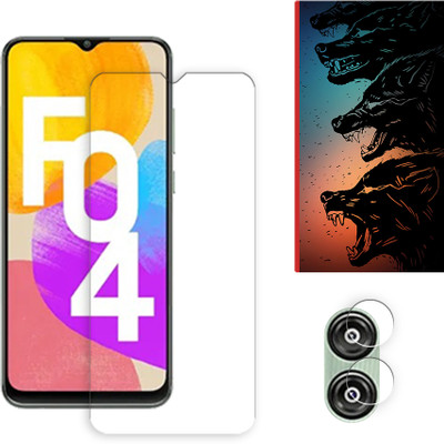 SOMTONE Edge To Edge Tempered Glass for Samsung Galaxy F04 4G Tempered Glass Screen Protector | Anti-Scratch | Edge to Edge Full Coverage | 9H Hardness ( 1 FRONT SCREEN GUARD + 1 CAMERA LENS PROTECTOR + 1 FREE BACK EMBOSSED SKIN061 )(Pack of 1)