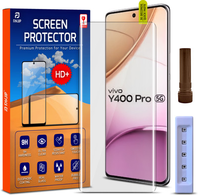 FAVJIP Edge To Edge Tempered Glass for Vivo Y400 Pro 5G, Vivo Y400 Pro, 3D Curved UV Liquid Glue Screen Guard Protector with Easy Installation Kit(Pack of 1)