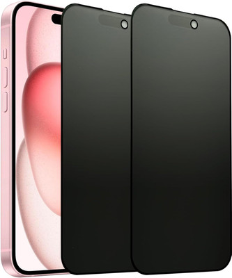 Hamz Edge To Edge Tempered Glass for iPhone 15 Matte Privacy Glass Protector(Pack of 2)