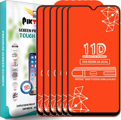 PikTrue Edge To Edge Tempered Glass for Redmi 8A Dual(Pack of 6)