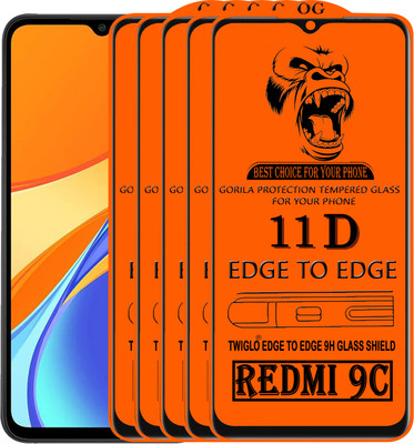 TWIGLO Edge To Edge Tempered Glass for REDMI 9C(Pack of 5)