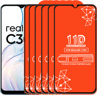 Qyist Edge To Edge Tempered Glass for Realme C30S(Pack of 6)