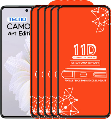 PikTrue Edge To Edge Tempered Glass for TECNO CAMON 20 AVOCADO EDITION(Pack of 5)