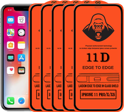 Laxdom Edge To Edge Tempered Glass for Apple iPhone X(Pack of 5)