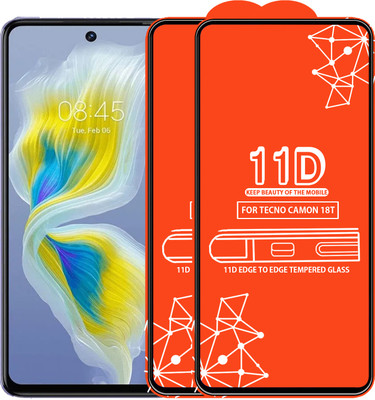 Qyist Edge To Edge Tempered Glass for Tecno Camon 18T(Pack of 2)