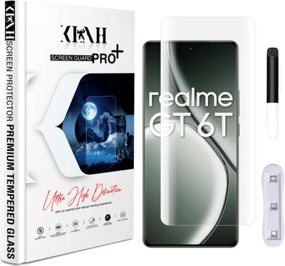 KLAH Edge To Edge Tempered Glass for Realme GT 6T 5G, Borderless UV Glass Protection(Pack of 1)