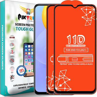 PikTrue Edge To Edge Tempered Glass for Vivo Y31(2021)(Pack of 2)