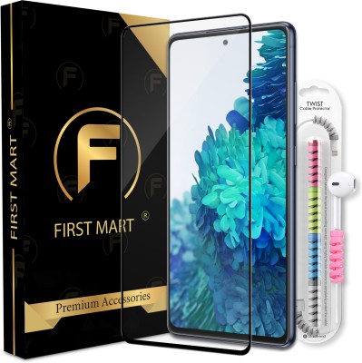 FIRST MART Edge To Edge Tempered Glass for Samsung Galaxy S20 FE 5G, Samsung Galaxy S20 FE, Samsung S20 FE 5G, Samsung Galaxy A53 5G, Samsung Galaxy A53, Samsung A53 5G, Samsung Galaxy A52, Samsung A52, Samsung Galaxy M31s, Samsung M31s, Samsung Galaxy A51, Samsung A51, OG Tempered Glass with Cable 