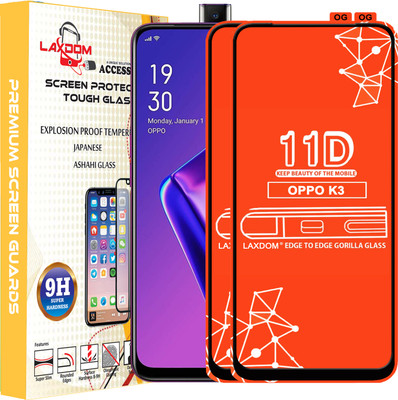 Laxdom Edge To Edge Tempered Glass for OPPO K3(Pack of 2)