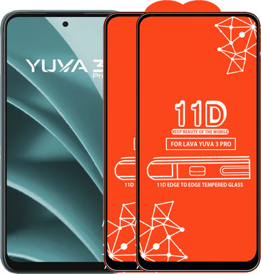 Roxel Edge To Edge Tempered Glass for Lava Yuva 3 Pro(Pack of 2)