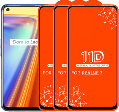 SEVEN7STAR Edge To Edge Tempered Glass for Realme 7(Pack of 3)