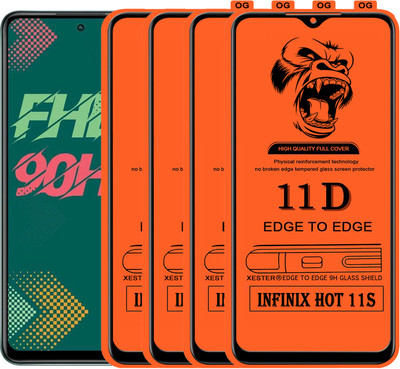 PFOAM Edge To Edge Tempered Glass for INFINIX HOT 11S(Pack of 4)