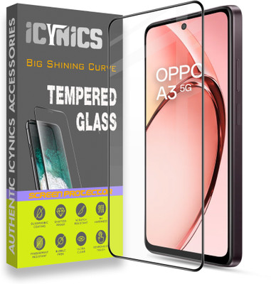 ICYNICS Edge To Edge Tempered Glass for Oppo A3 5G, Anti-Fingerprint, Waterproof, Oil-resistant, Bubble-Free, Anti-Static, Scratch Resistant Full Coverage with Wooden box to ensure safety(Pack of 1)