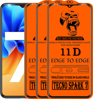 TWIGLO Edge To Edge Tempered Glass for TECNO SPARK 7(Pack of 3)