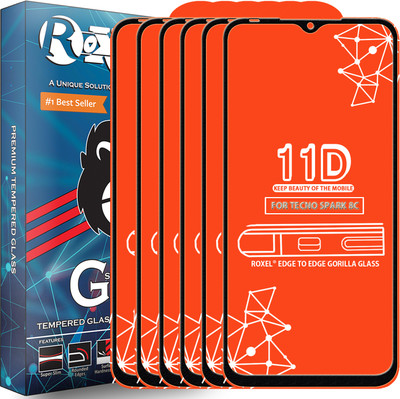 Roxel Edge To Edge Tempered Glass for Tecno Spark 8C(Pack of 6)