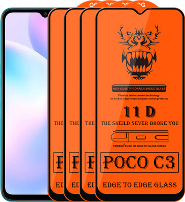 Forego Edge To Edge Tempered Glass for Poco C3(Pack of 4)