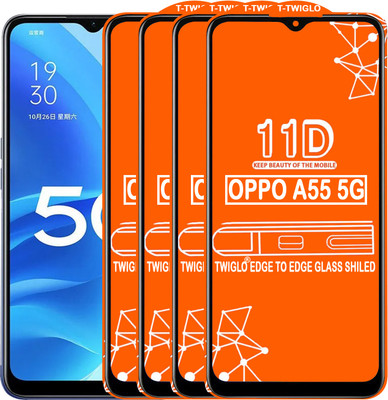 TWIGLO Edge To Edge Tempered Glass for OPPO A55 5G(Pack of 4)