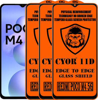 CYOR Edge To Edge Tempered Glass for POCO M4 5G(Pack of 3)