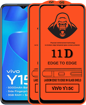 Laxdom Edge To Edge Tempered Glass for VIVO Y15C(Pack of 2)