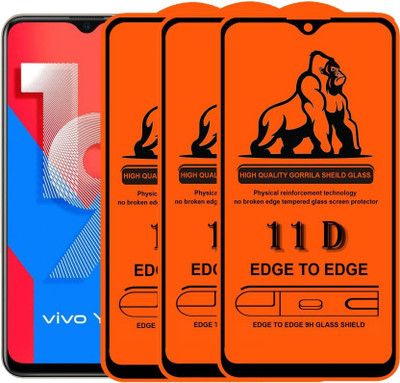 INT Edge To Edge Tempered Glass for Vivo Y19(Pack of 3)