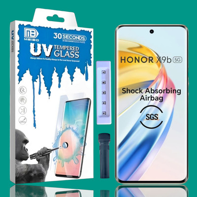 KadWaniya Edge To Edge Tempered Glass for Honor X9b 5G, HONOR X9B 5G, Meibo Series 3D Curved (30 Seconds Quick Paste) High Quality UV Liquide Glue Glass with Easy Installation Kit-292(Pack of 1)