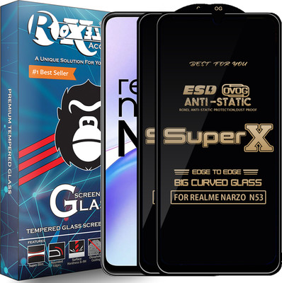Roxel Edge To Edge Tempered Glass for REALME NARZO N53(Pack of 2)