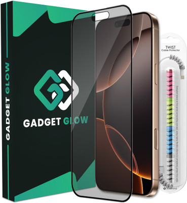 Gadget Glow Edge To Edge Tempered Glass for iPhone 16 Pro Max, Apple iPhone 16 Pro Max, 16 Pro Max, Matte OG Tempered Glass with Cable Protector(Pack of 1)