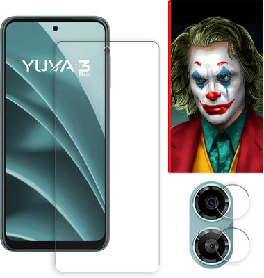 ARBAN Edge To Edge Tempered Glass for Lava Yuva 3 Pro 4G FRONT Tempered Screen Protector | Anti-Scratch | Edge to Edge Full Coverage | 9H Hardness ( 1 FRONT SCREEN GUARD + 1 CAMERA LENS PROTECTOR + 1 FREE BACK EMBOSSED SKIN026 )(Pack of 1)
