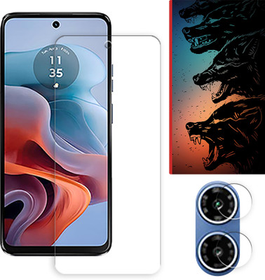 SOMTONE Edge To Edge Tempered Glass for Motorola Moto G34 5G Tempered Glass Screen Protector | Anti-Scratch | Edge to Edge Full Coverage | 9H Hardness ( 1 FRONT SCREEN GUARD + 1 CAMERA LENS PROTECTOR + 1 FREE BACK EMBOSSED SKIN061 )(Pack of 1)