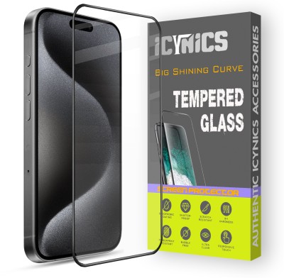 ICYNICS Edge To Edge Tempered Glass for Apple iPhone 15 Pro Max, Anti-Fingerprint, Waterproof, Oil-resistant, Bubble-Free, Anti-Static with Full Screen Coverage & Easy Installation(Pack of 1)