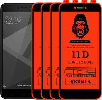 Laxdom Edge To Edge Tempered Glass for Mi Redmi 4(Pack of 4)