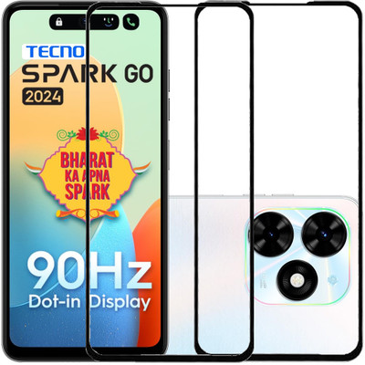 HOBBYTRONICS Edge To Edge Tempered Glass for Tecno Spark Go 2024, TECNO SPARK GO 2024(Pack of 2)