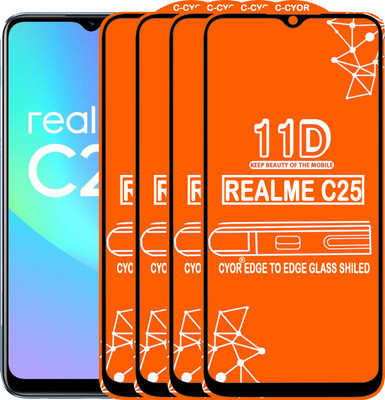 CYOR Edge To Edge Tempered Glass for REALME C25(Pack of 4)