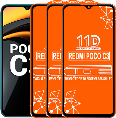 TWIGLO Edge To Edge Tempered Glass for REDMI POCO C3(Pack of 3)