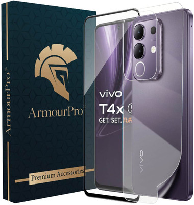 ArmourPro Edge To Edge Tempered Glass for Vivo T4x 5G, Vivo T4x, IQOO Z10X 5G, OG Glass and Back Screen Guard(Pack of 2)