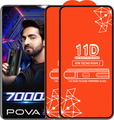 Qyist Edge To Edge Tempered Glass for Tecno Pova 2(Pack of 2)