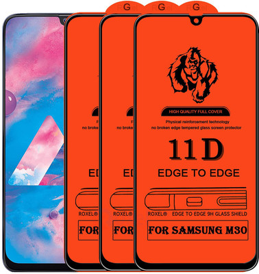 HIE POWER Edge To Edge Tempered Glass for Samsung Galaxy M30 / M30S-11D Glass (Pack Of 3)(Pack of 3)
